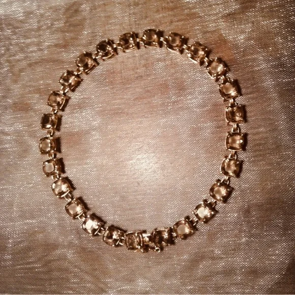 14K SOLID YG 10CT Smoky Quartz Cushion Cut Bracelet - Picture 1 of 7